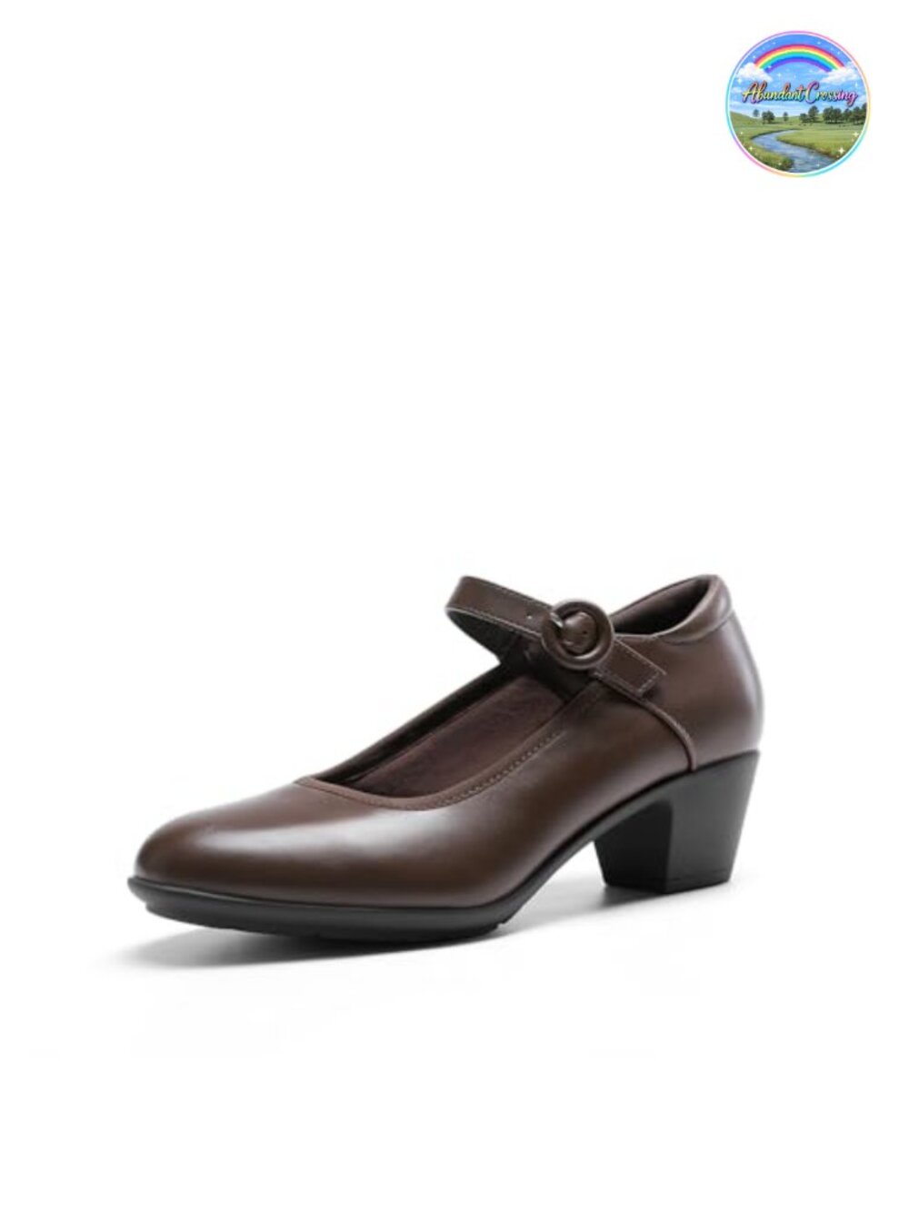 Mary Jane Low Chunky Dress Pumps with Arch Support and Ankle Strap